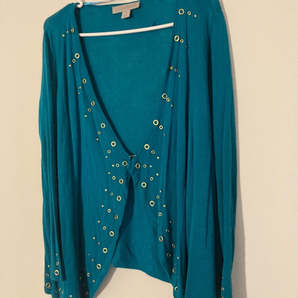 Cardigan s turquoise and gray v good condition